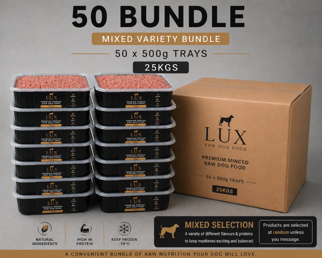 Premium Raw Minced Dog Food Bundle - 50 Trays - 25kg