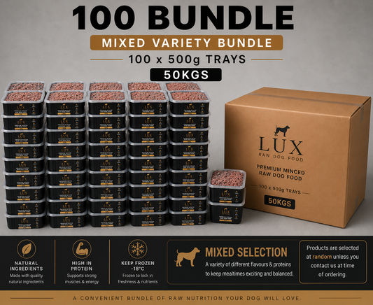 Premium Raw Minced Dog Food 100 x 500g Tray Big Saver VarietybBundle